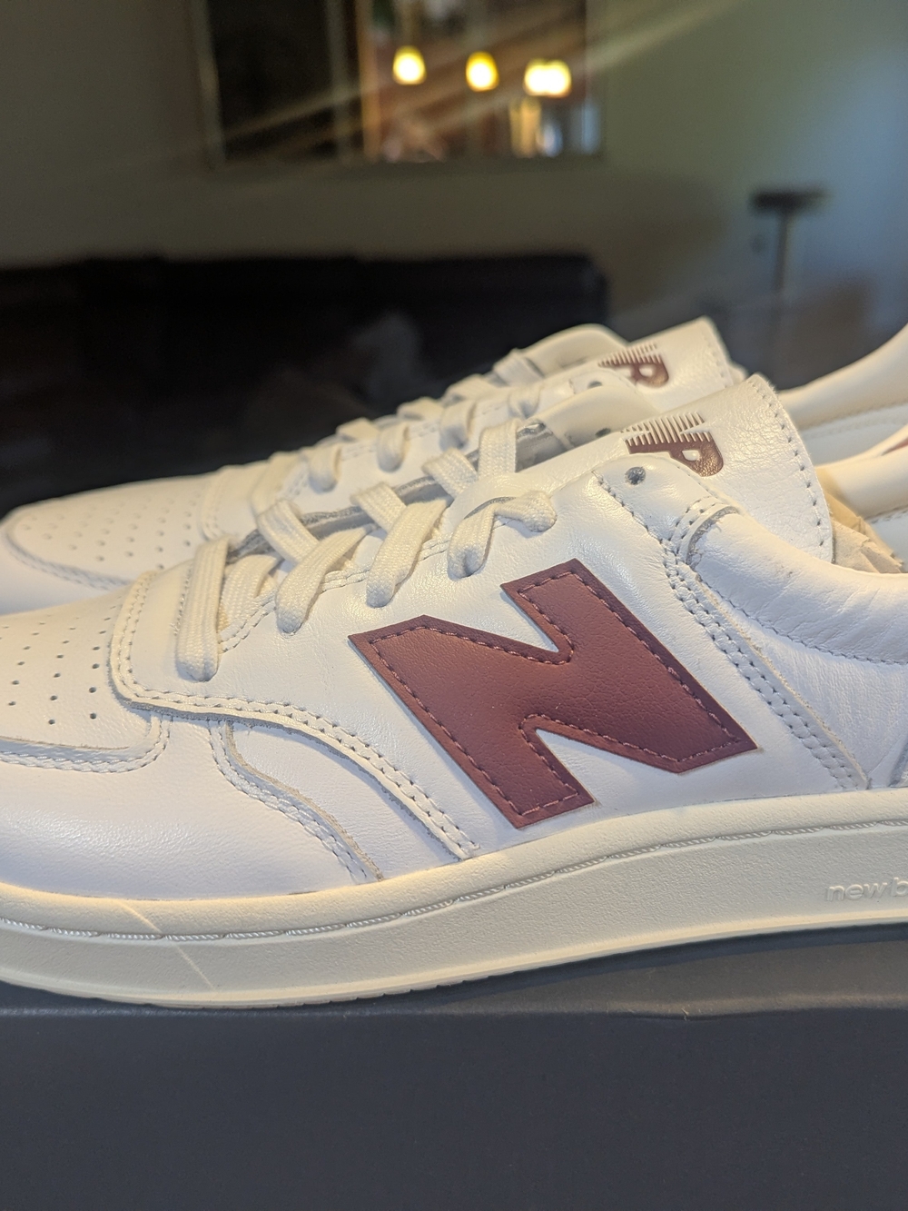 New Balance Men's White Leather Sneakers
